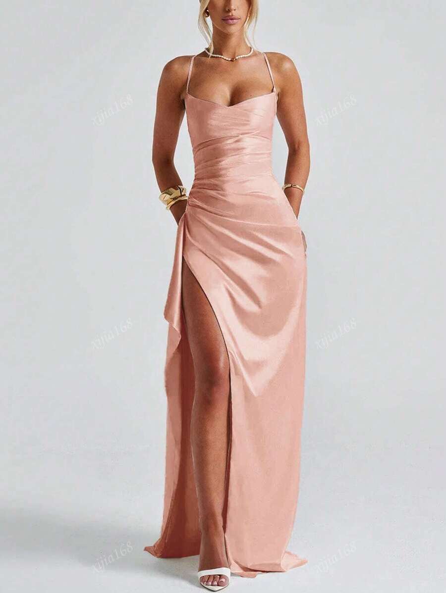 Lurenne | Strapless Satin Gown – Radiant Elegance and Sculpted Sophistication