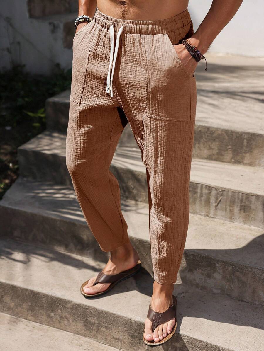 Lurenne | Men’s Khaki Cotton Pants – Effortless Versatility and Refined Comfort