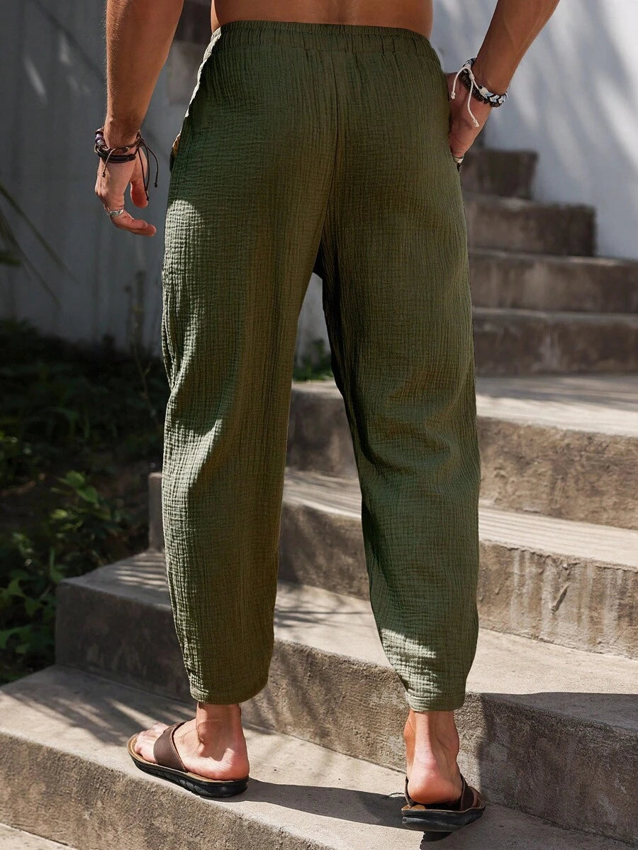Lurenne | Men’s Khaki Cotton Pants – Effortless Versatility and Refined Comfort