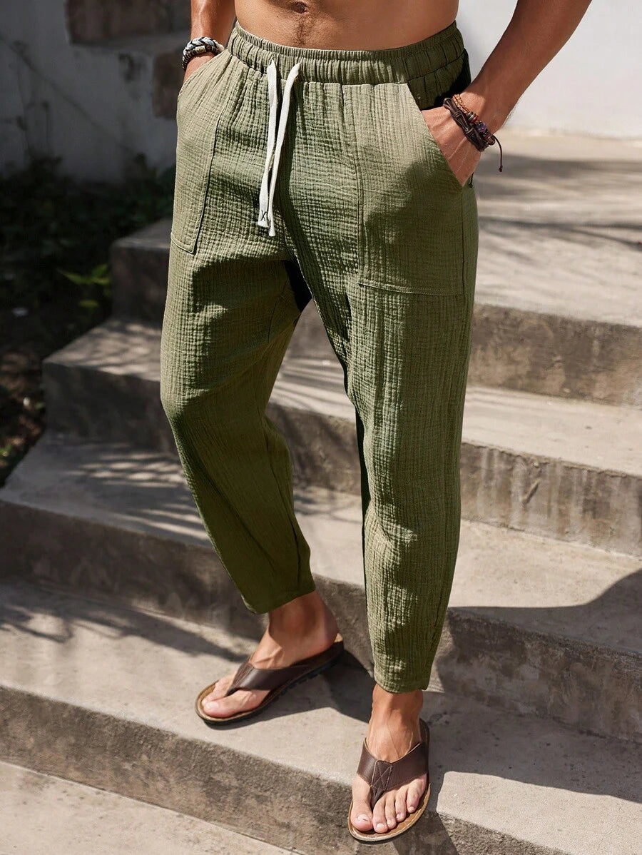 Lurenne | Men’s Khaki Cotton Pants – Effortless Versatility and Refined Comfort