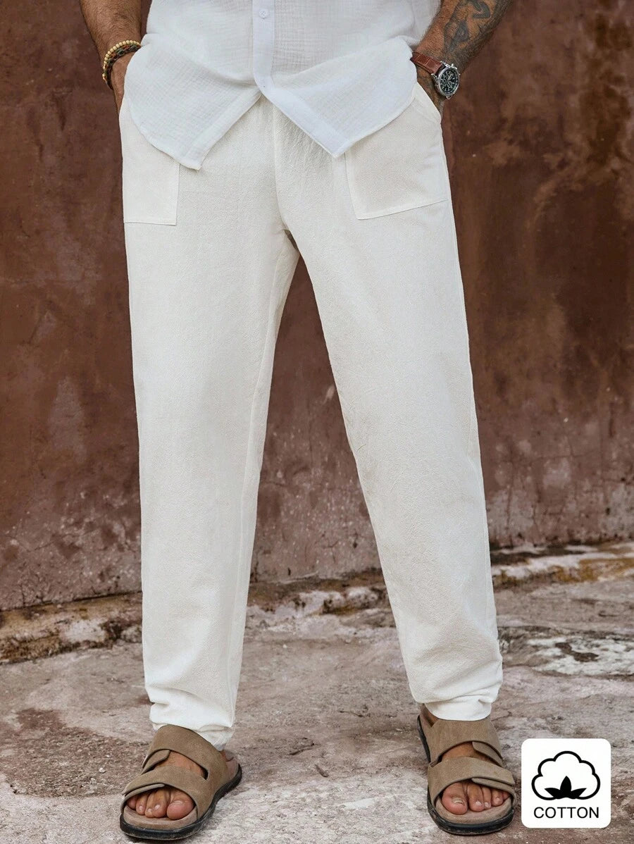 Lurenne | Men’s Khaki Cotton Pants – Effortless Versatility and Refined Comfort