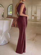Lurenne | One-Shoulder Satin Maxi Dress – Sculpted Elegance and Modern Allure