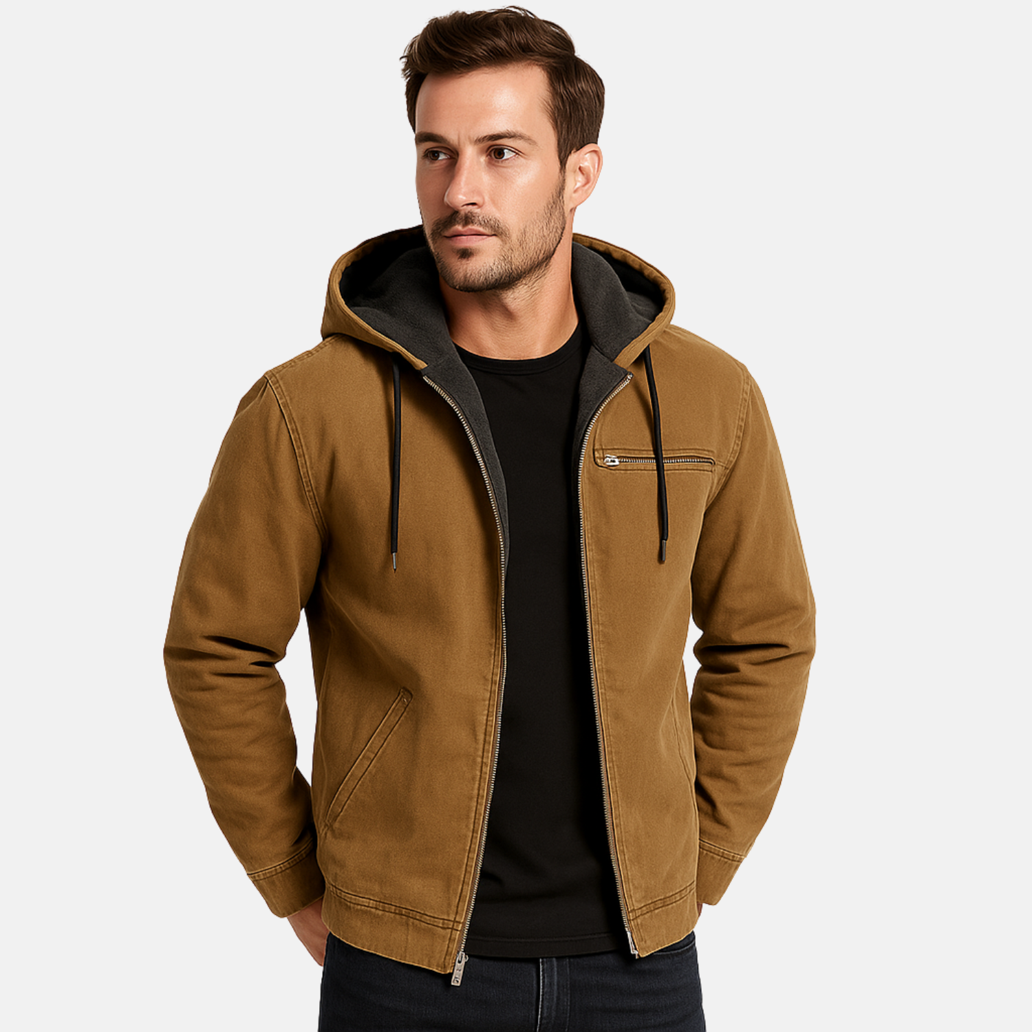 Men’s Fleece-Lined Hooded Winter Jacket