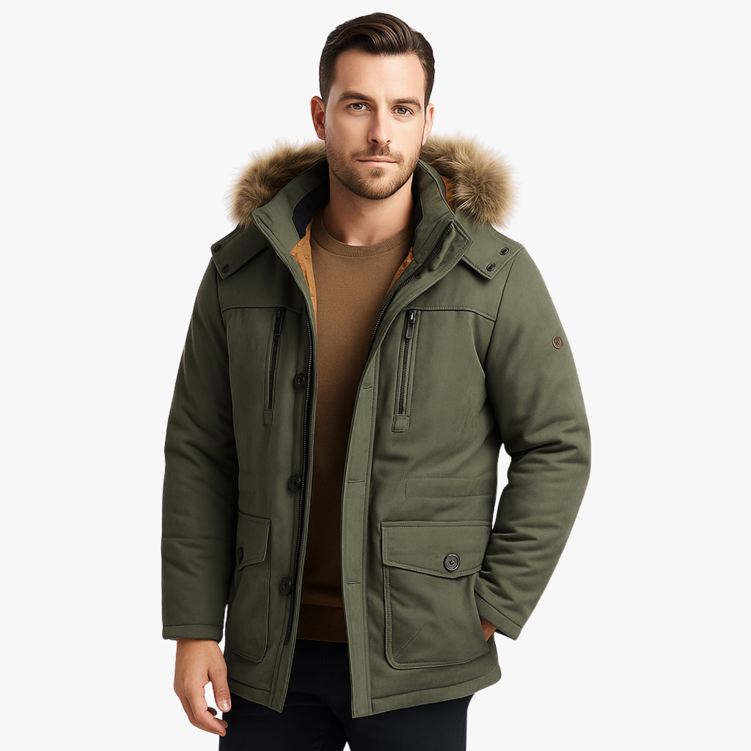 Men’s Waterproof Fleece Hooded Winter Parka