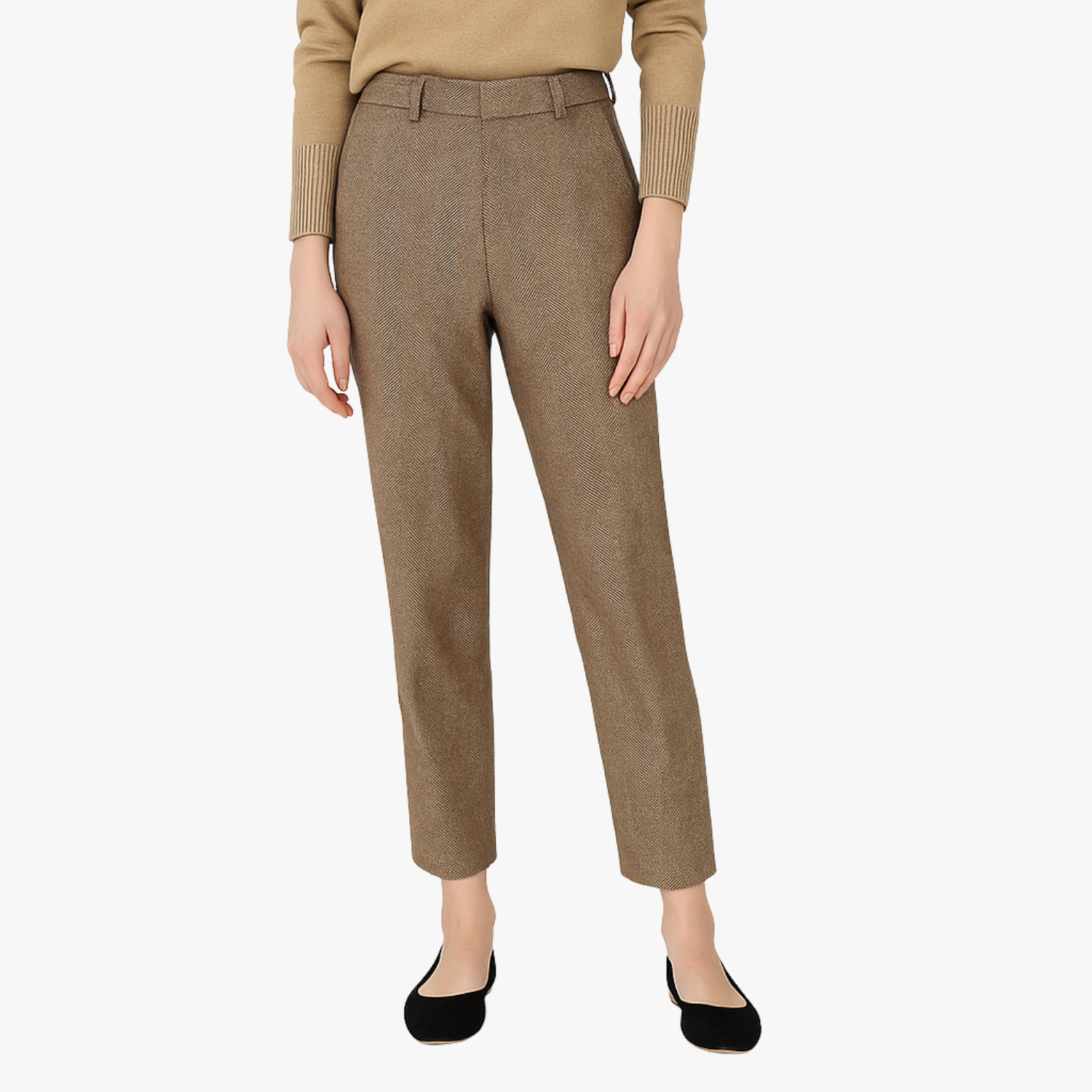 Classic Wool Blend High-Waist Trousers