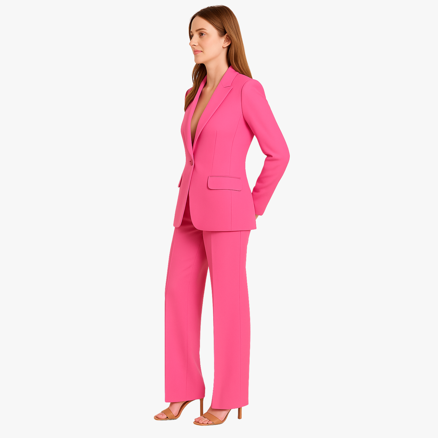 Women’s Tailored Formal Suit Set with Long Blazer
