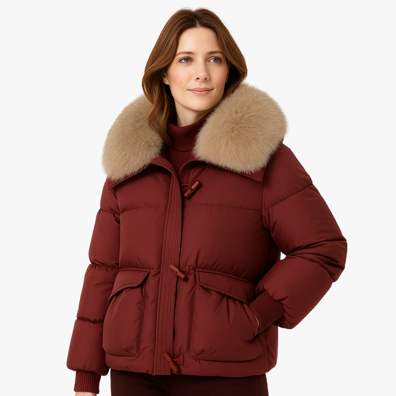 Women’s Short Fur Collar Padded Winter Jacket