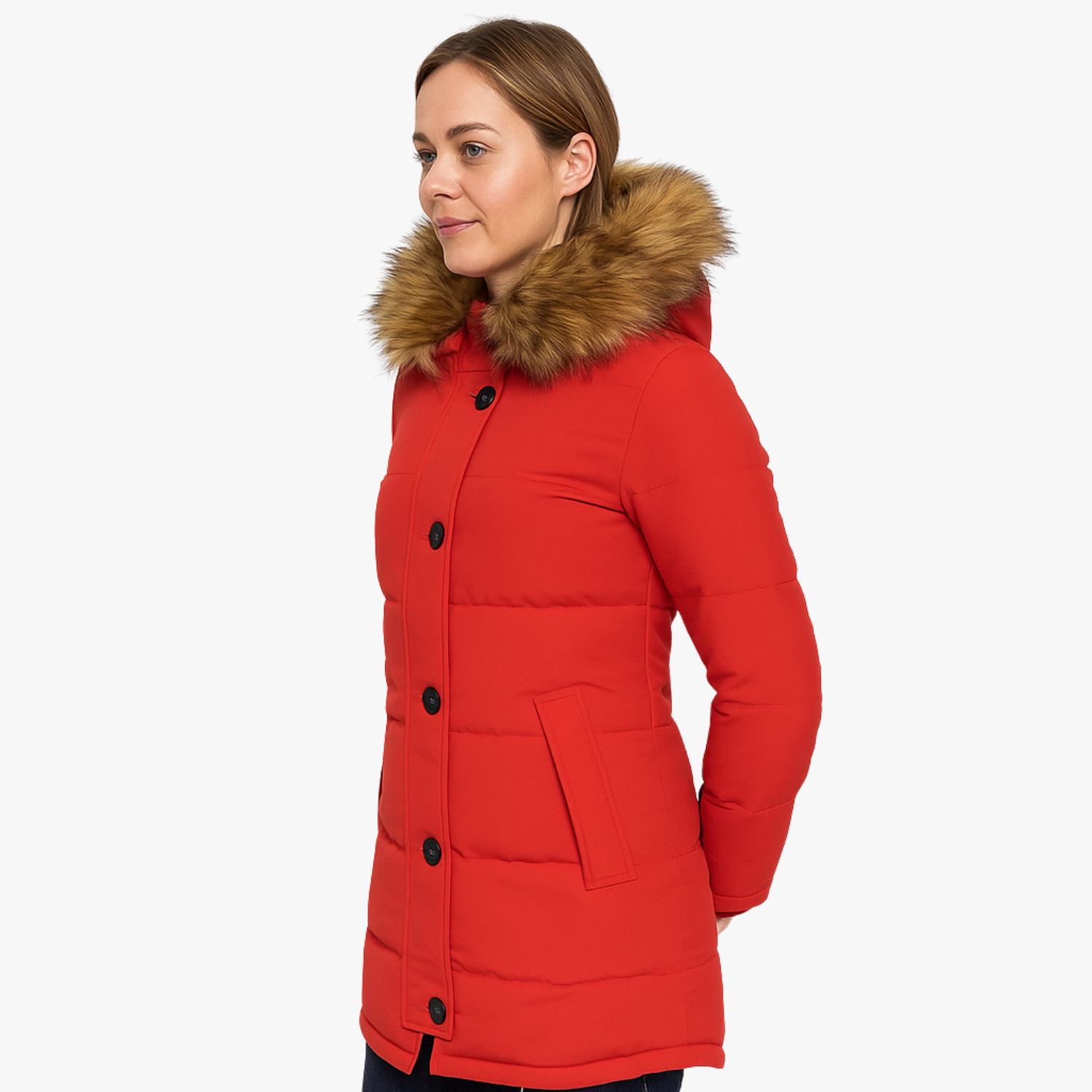 Women’s Long Quilted Fur Collar Parka