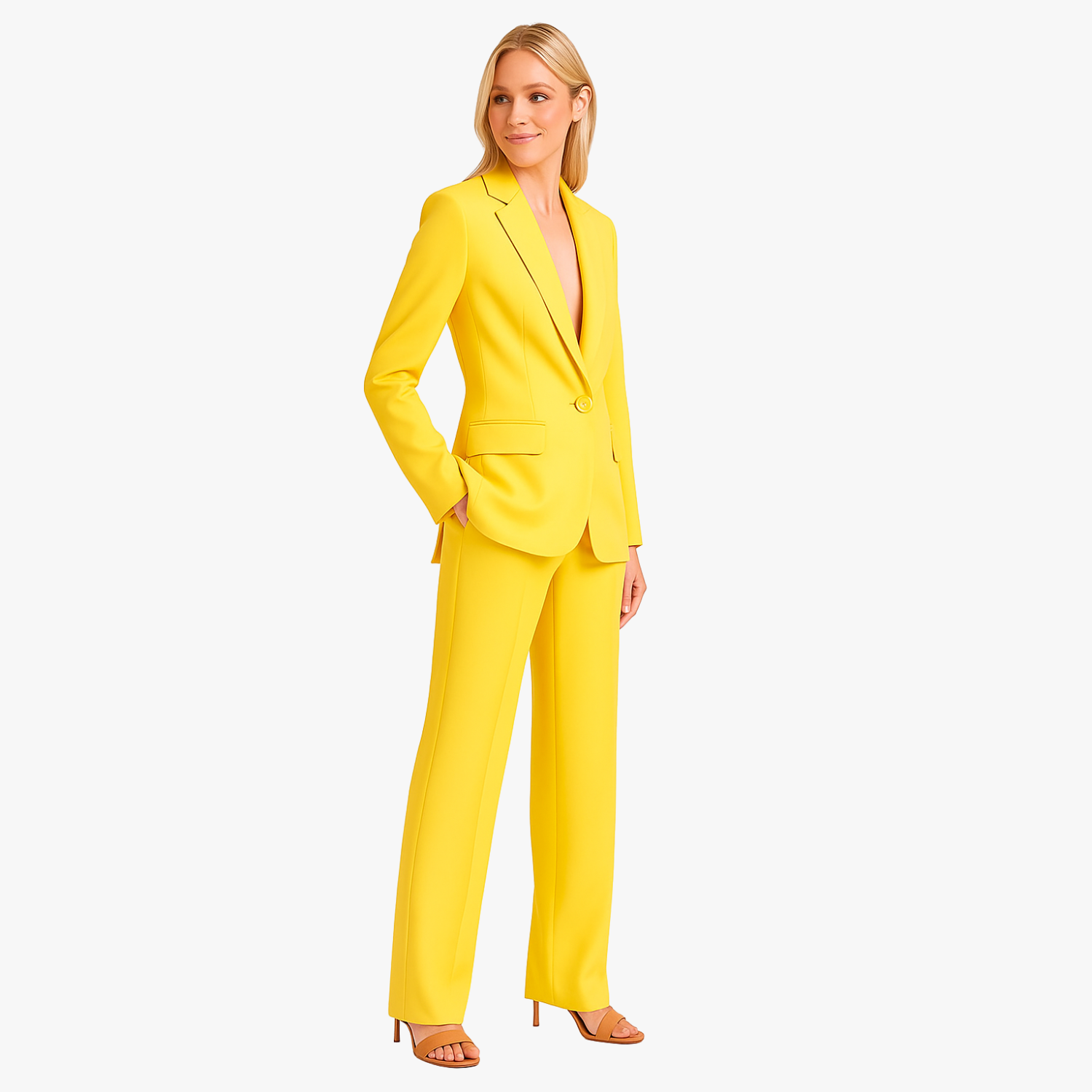 Women’s Tailored Formal Suit Set with Long Blazer
