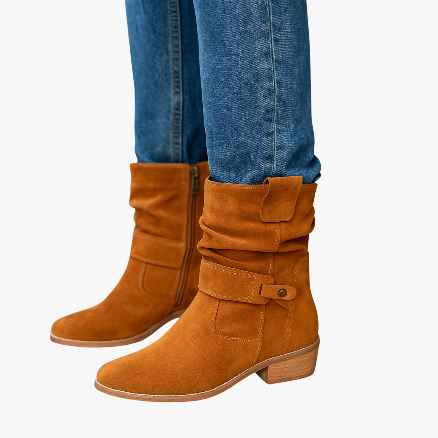 Retro Suede Mid-Calf Winter Boots for Women