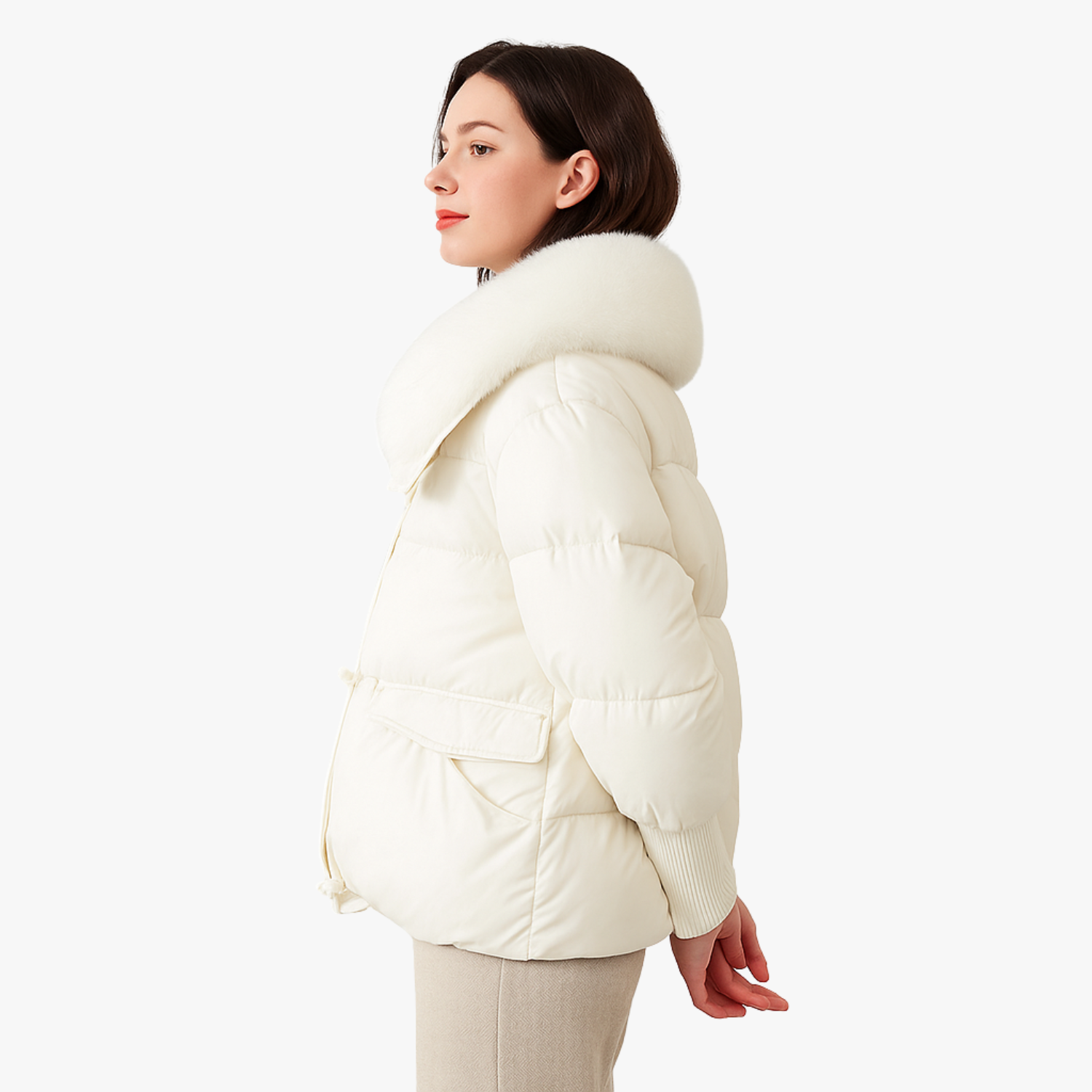 Women’s Short Fur Collar Padded Winter Jacket