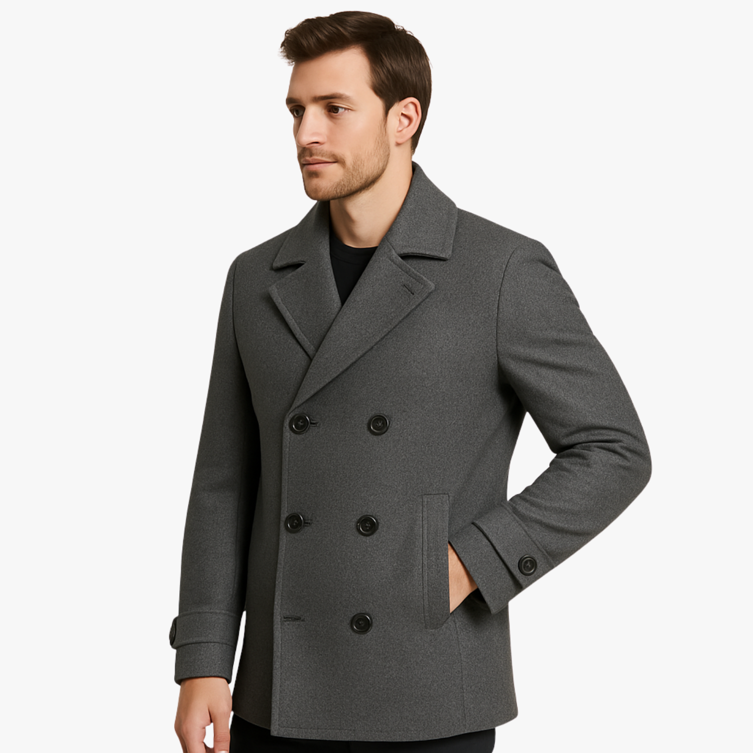 Men’s Double-Breasted Wool Overcoat