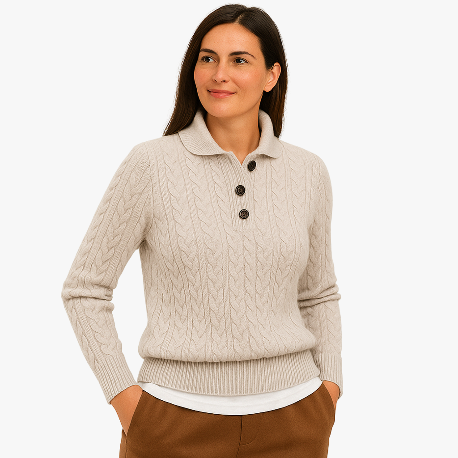 Button-Up Cable Knit  Sweater