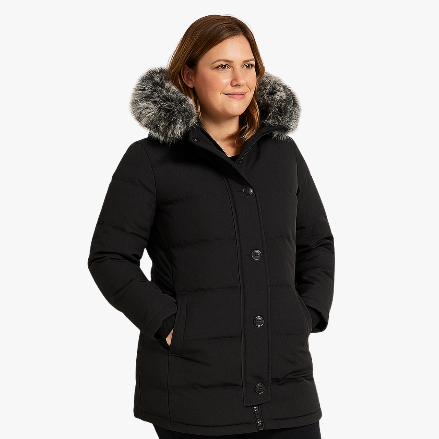 Women’s Long Quilted Fur Collar Parka