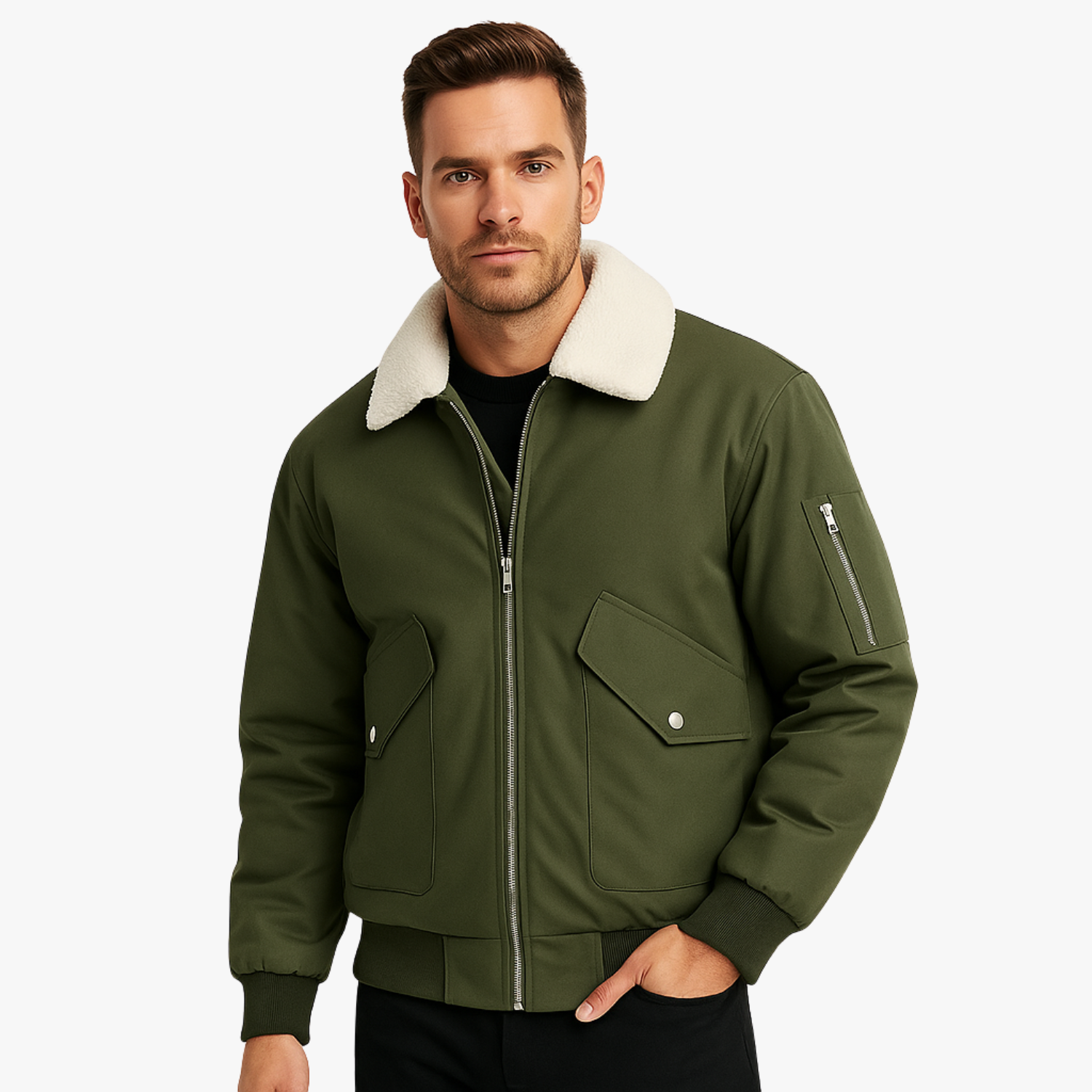 Men’s Quilted Fleece-Lined Winter Jacket