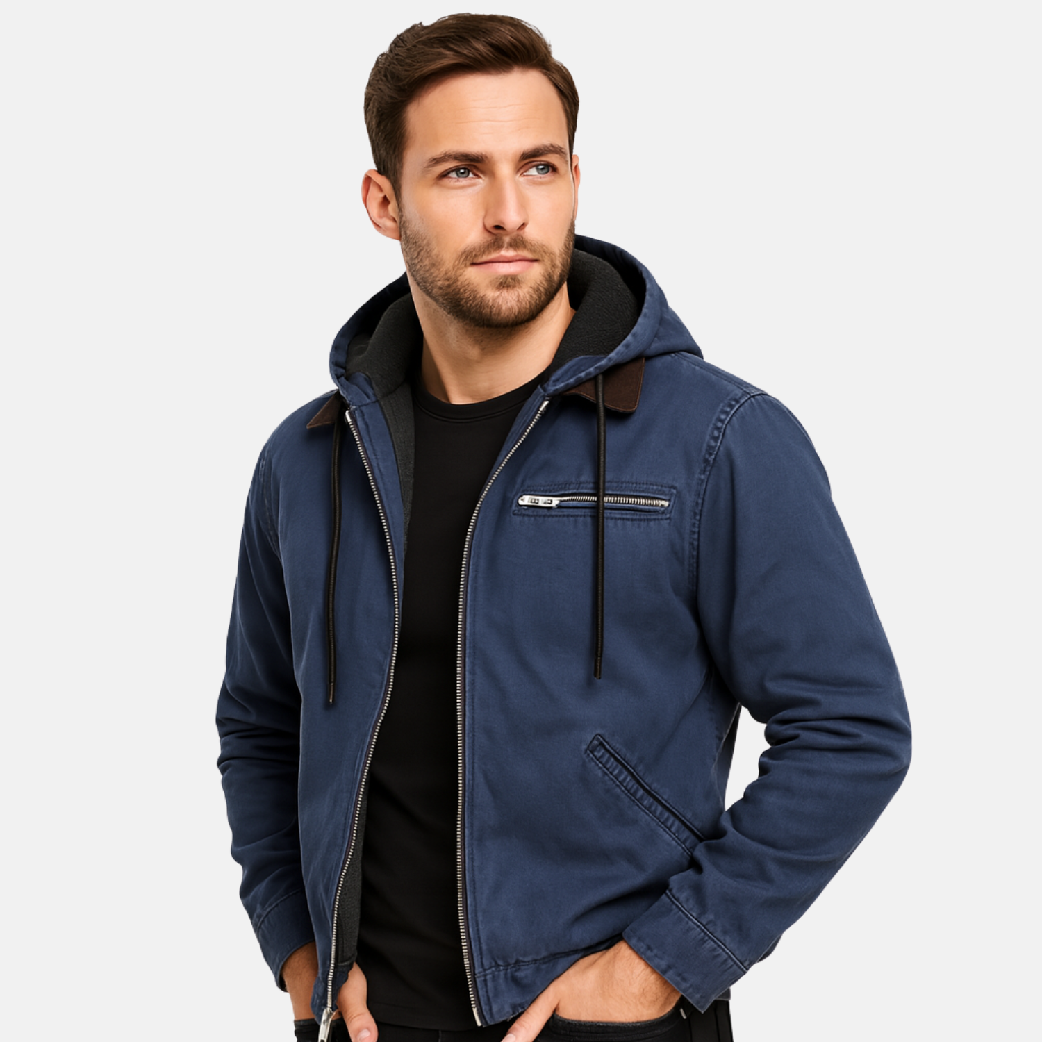 Men’s Fleece-Lined Hooded Winter Jacket