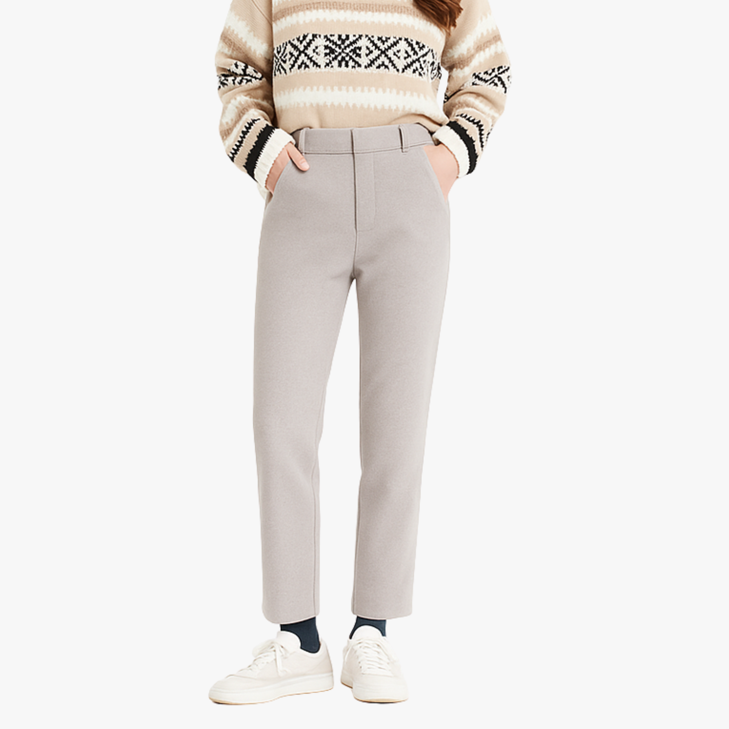 Classic Wool Blend High-Waist Trousers