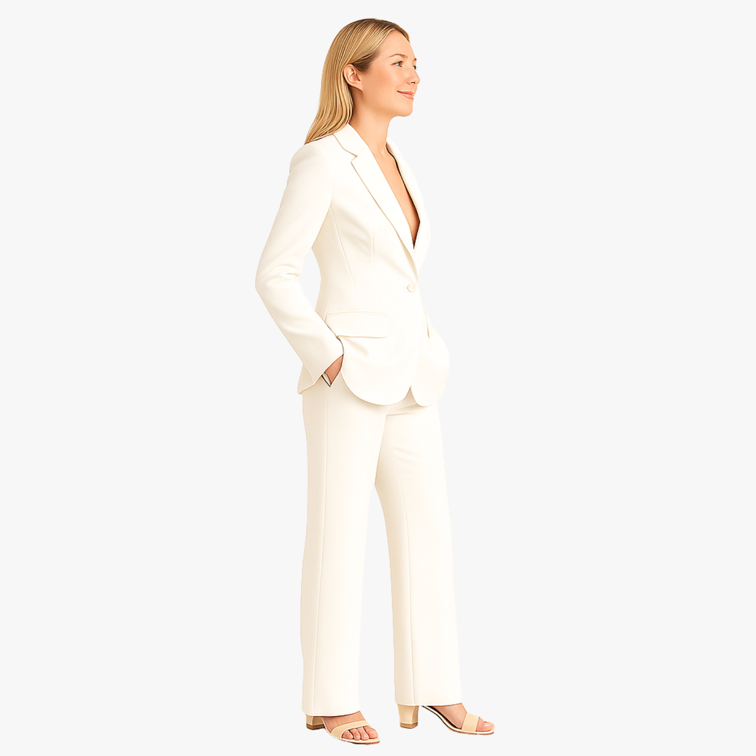 Women’s Tailored Formal Suit Set with Long Blazer