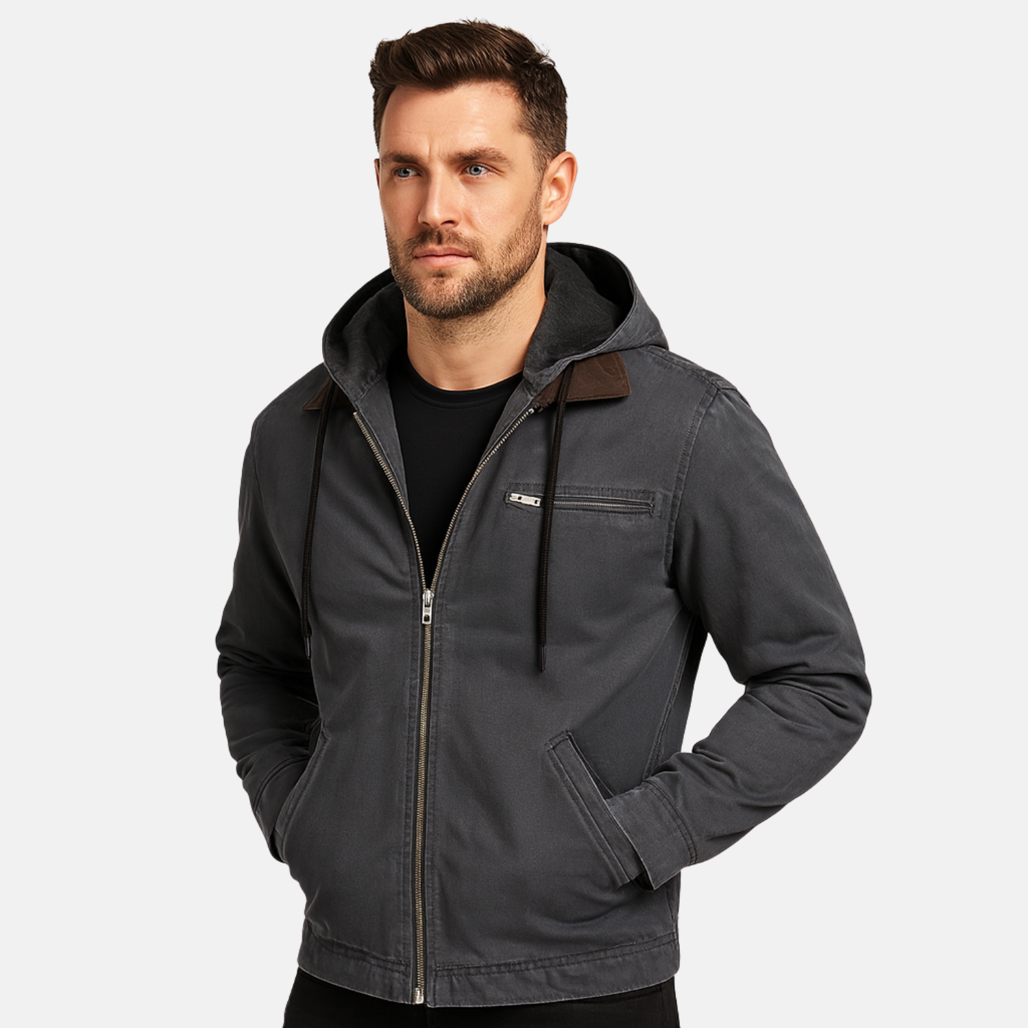 Men’s Fleece-Lined Hooded Winter Jacket