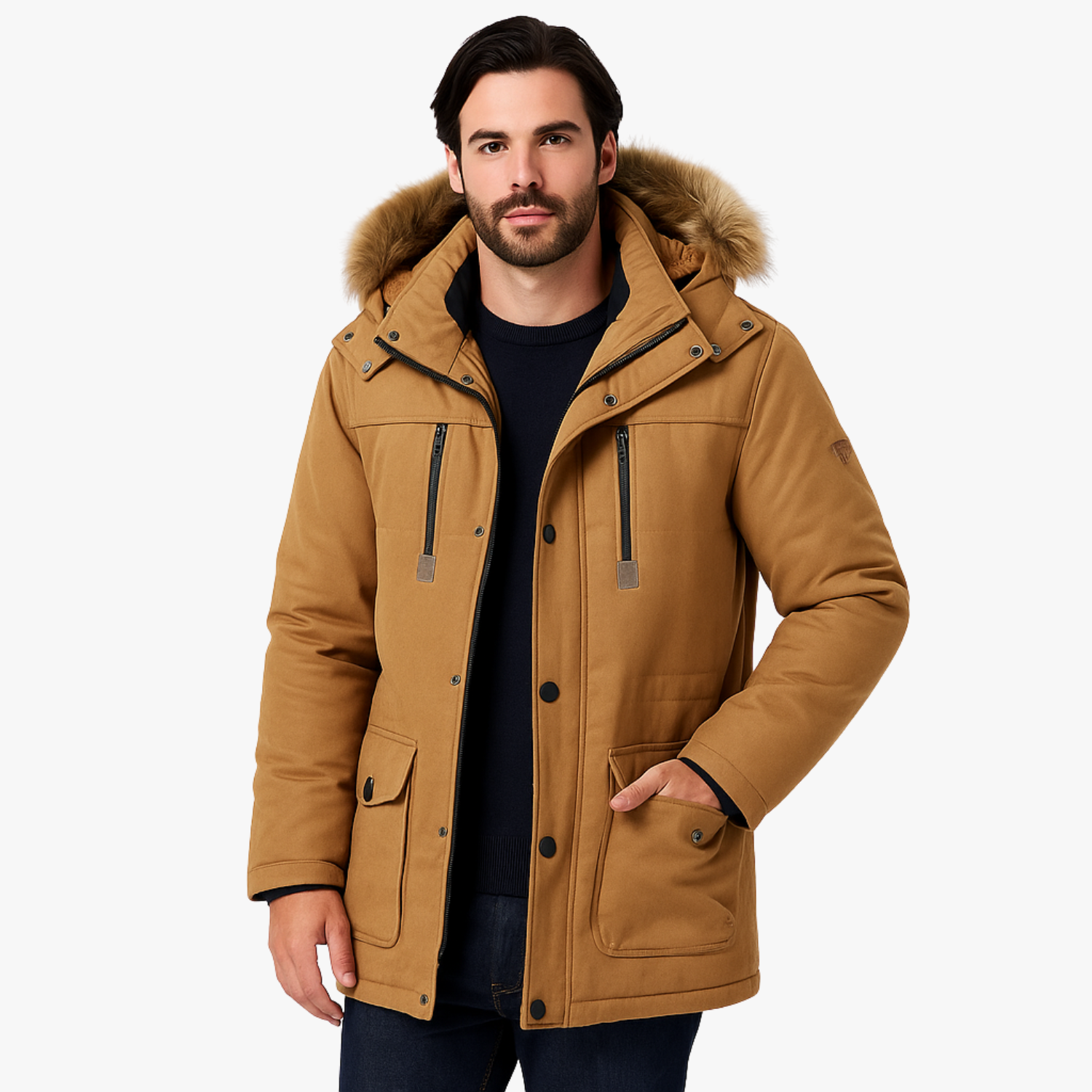 Men’s Waterproof Fleece Hooded Winter Parka