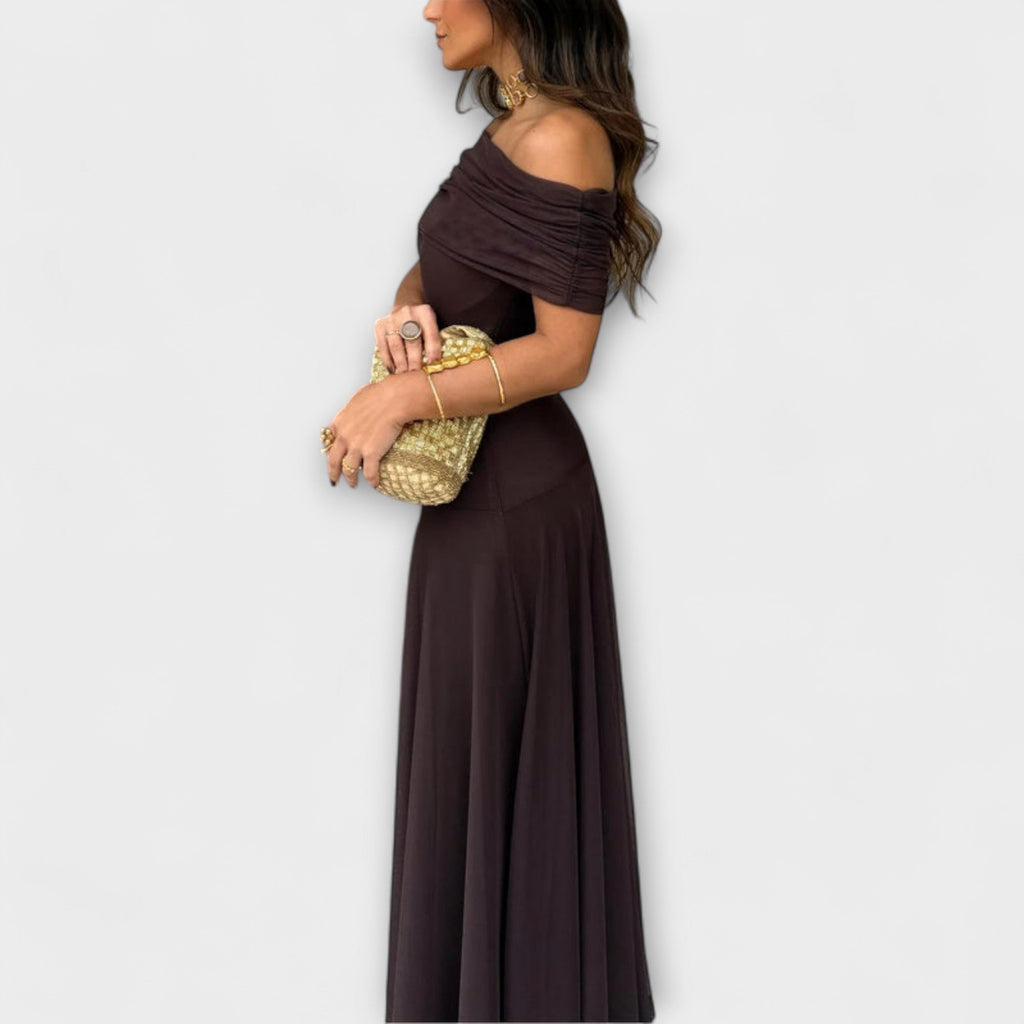 Lurenne | Toledo One-Shoulder Mesh Maxi Dress – Radiant Elegance and Graceful Movement