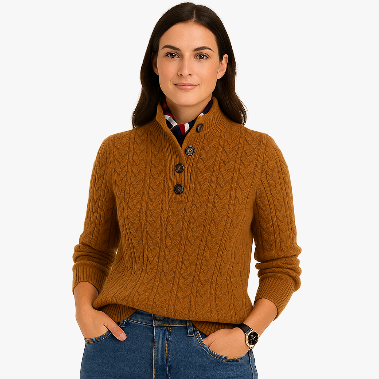 Button-Up Cable Knit  Sweater