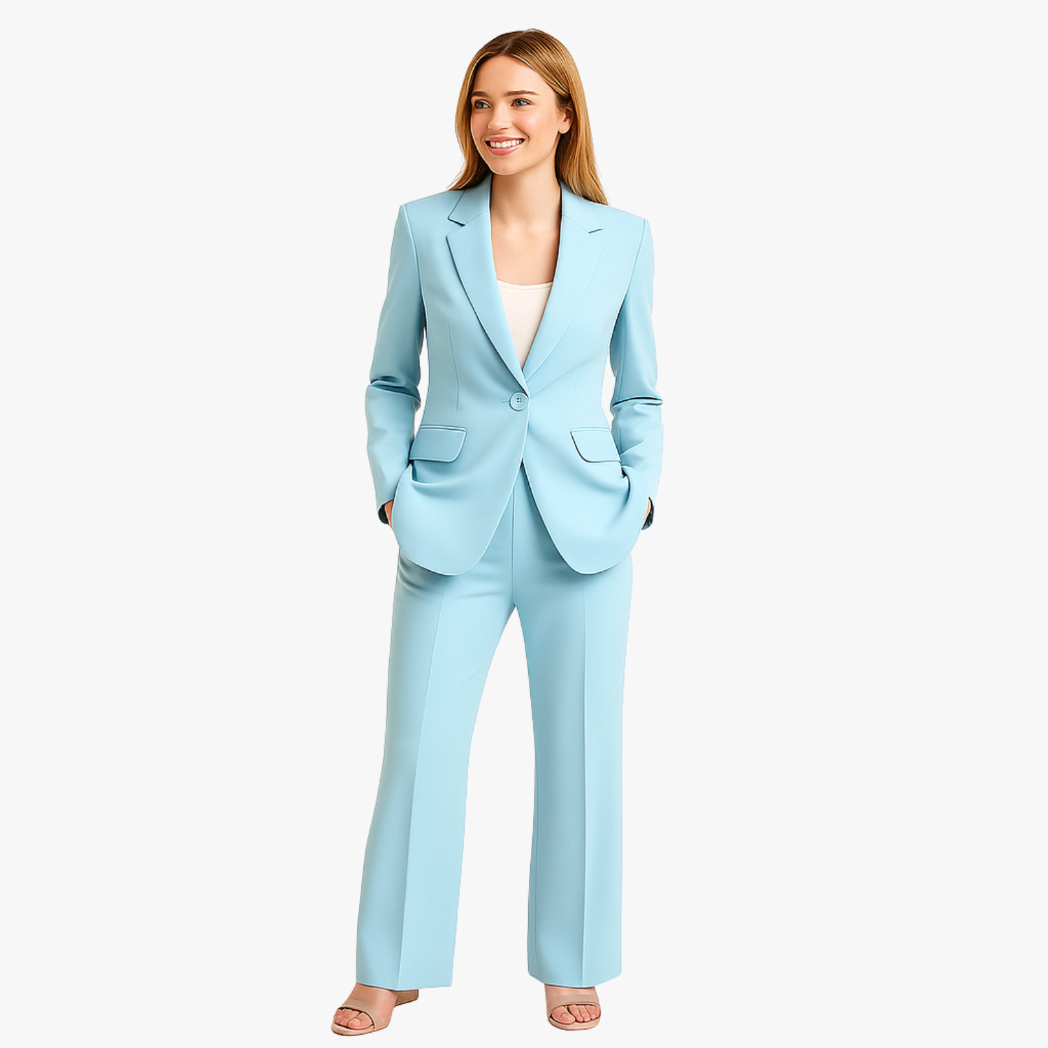 Women’s Tailored Formal Suit Set with Long Blazer