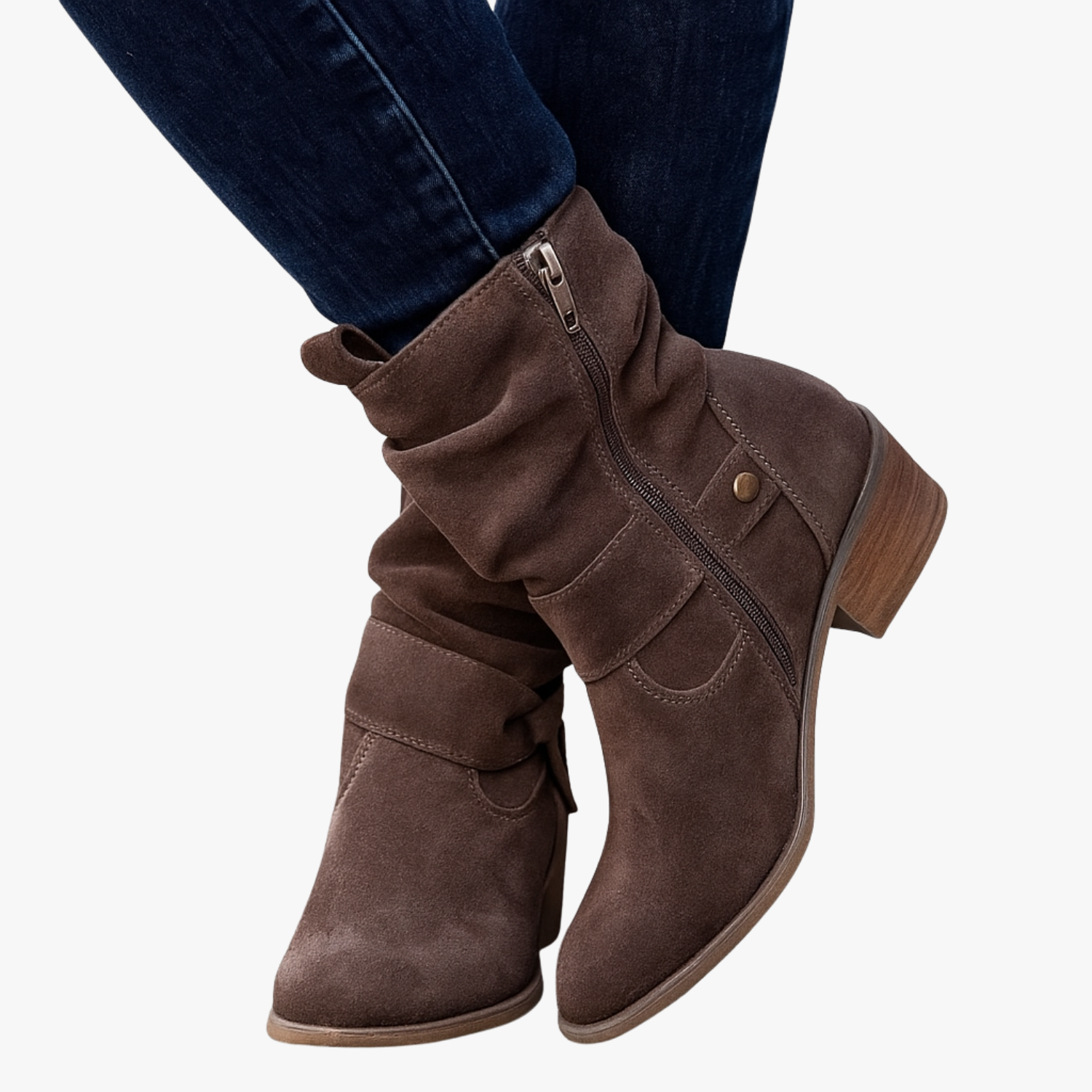 Retro Suede Mid-Calf Winter Boots for Women