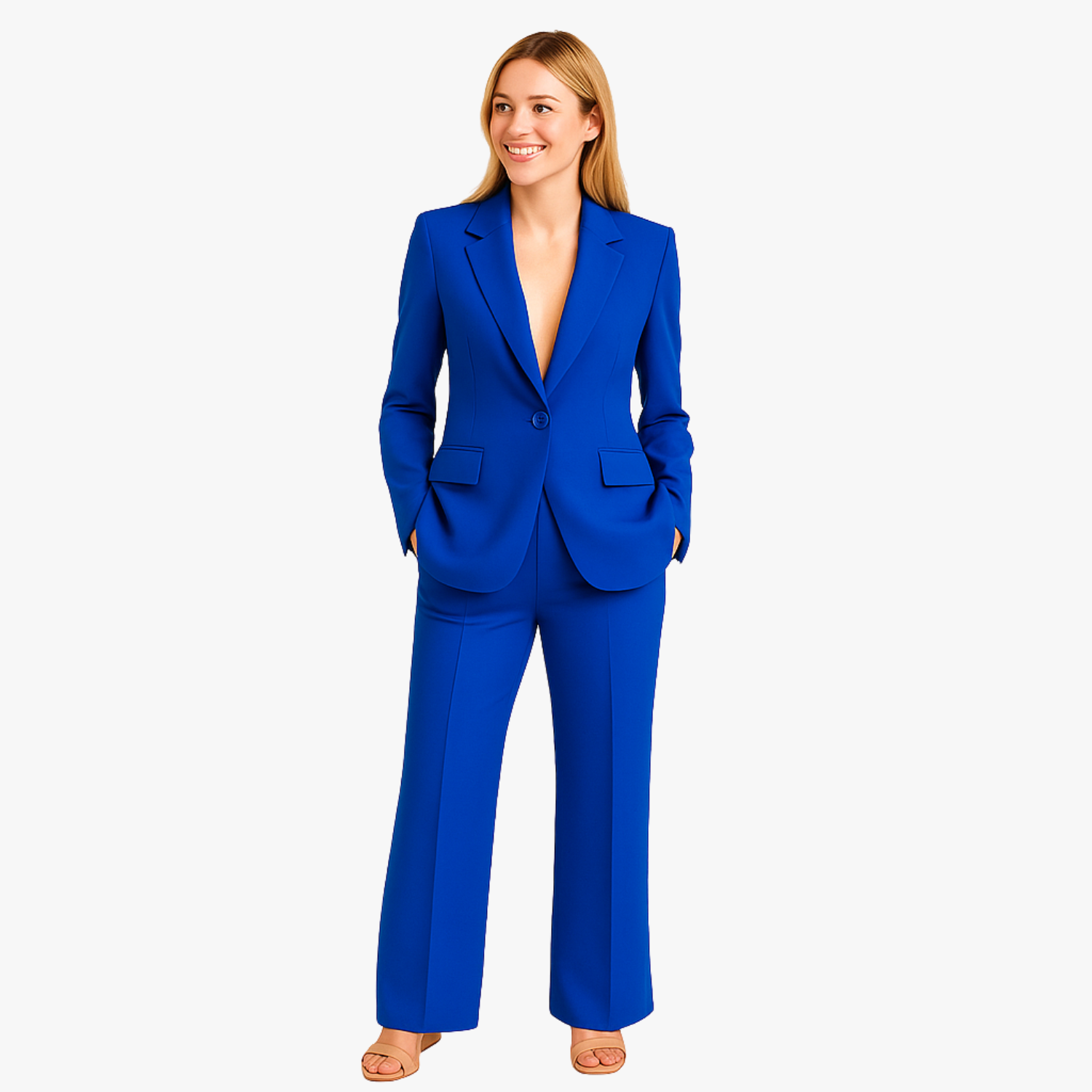 Women’s Tailored Formal Suit Set with Long Blazer