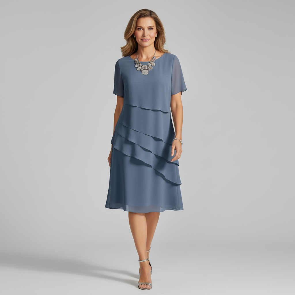 Lurenne | Layered Chiffon Dress – Graceful Flow and Timeless Allure