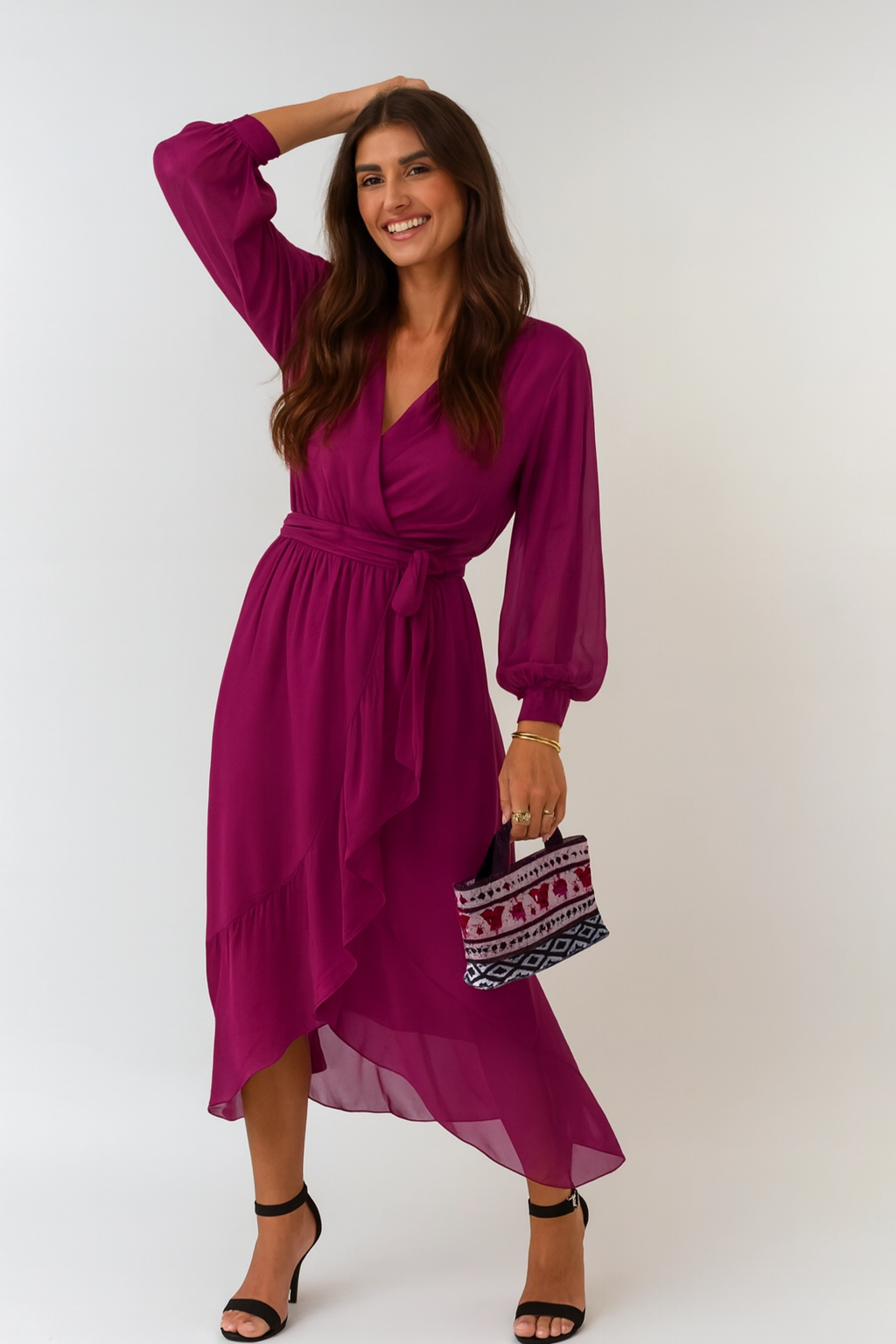 Lurenne | Flowing Chiffon Midi Dress – Elegant Ease and Modern Femininity