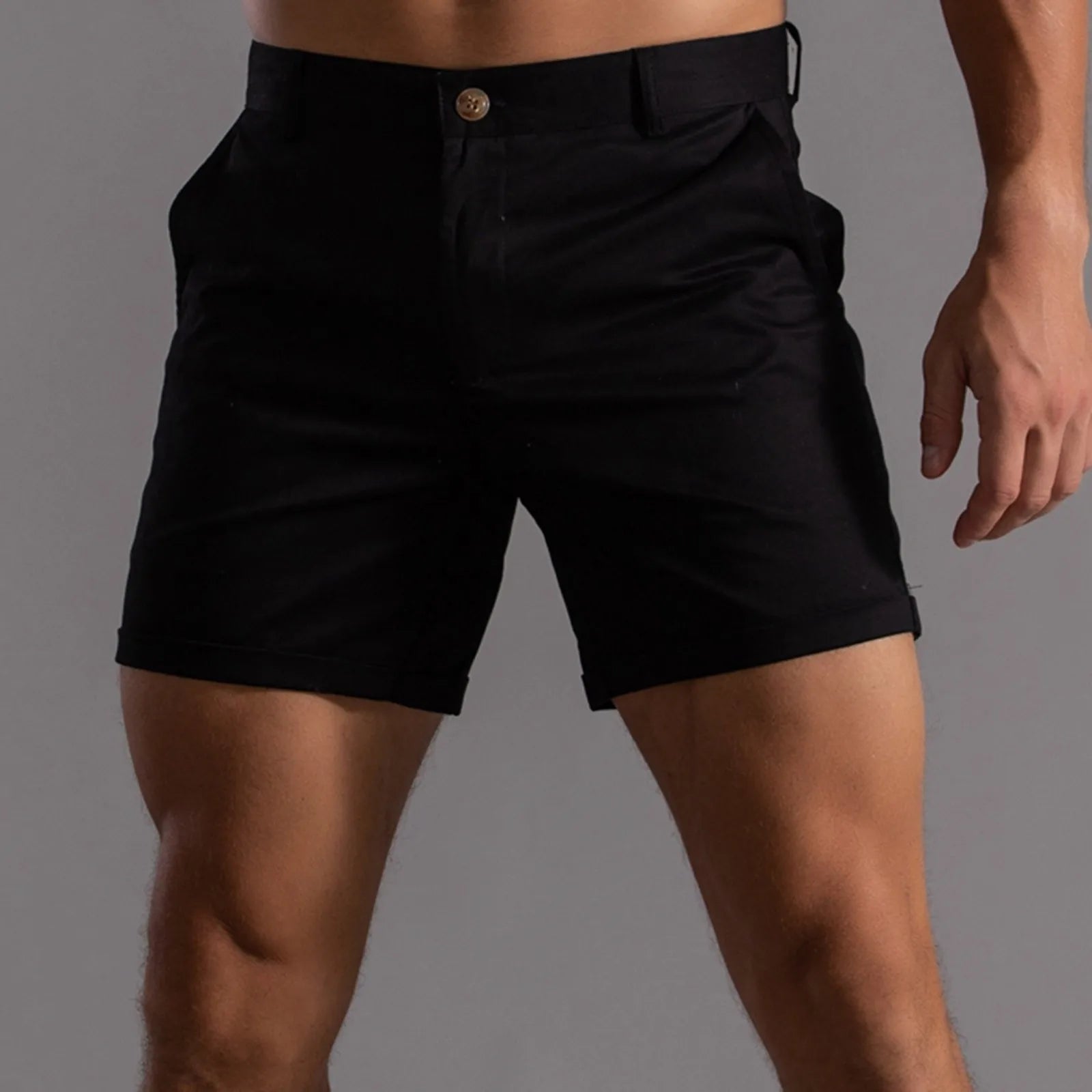 Men's Casual Shorts Summer Solid Color Pocket Drawstring Loose Short Cargo Pants Men's Sports Running Straight Leg Beach Pants