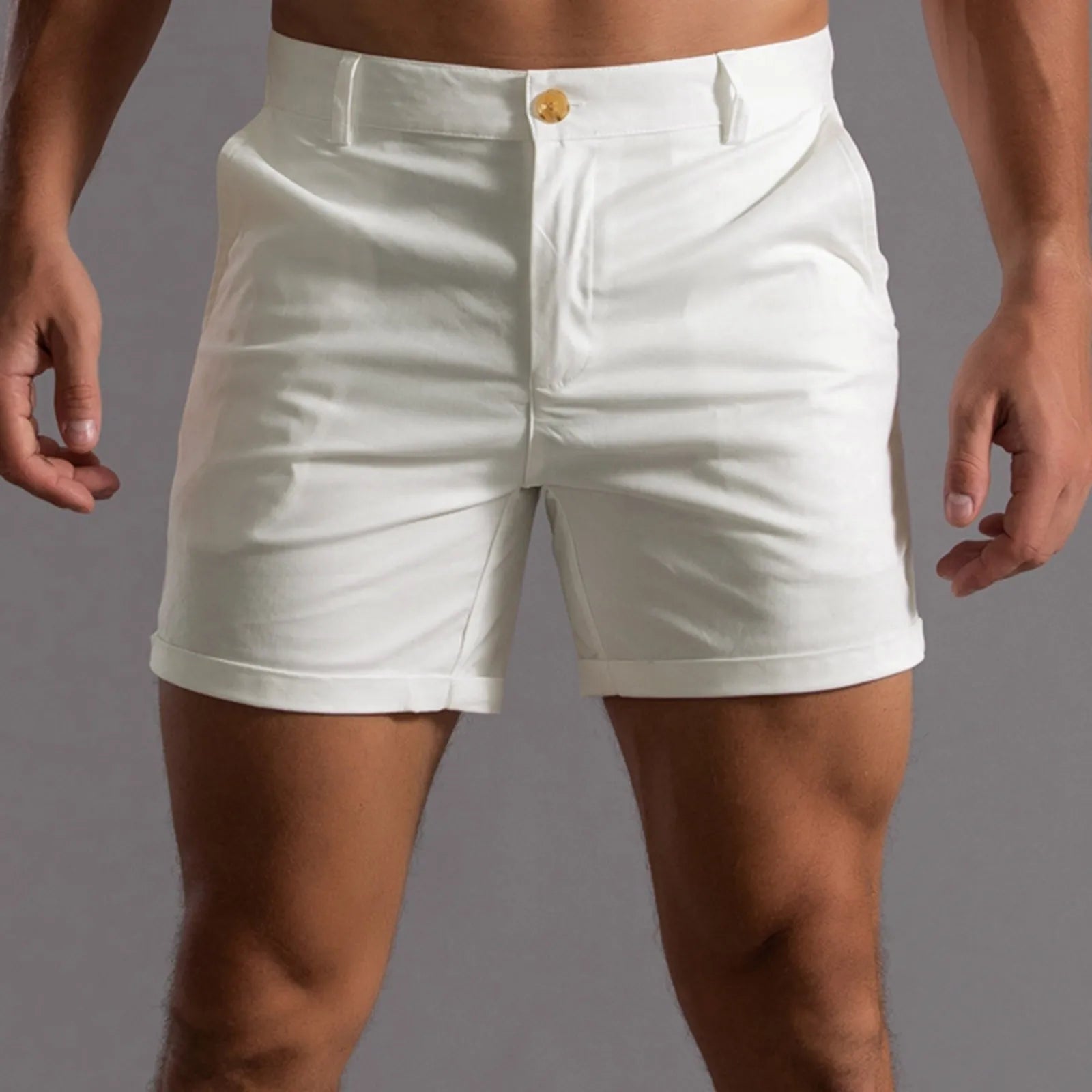 Men's Casual Shorts Summer Solid Color Pocket Drawstring Loose Short Cargo Pants Men's Sports Running Straight Leg Beach Pants