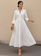 Lurenne | White Cotton A-Line Dress – Breezy Elegance and Everyday Grace