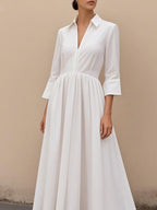 Lurenne | White Cotton A-Line Dress – Breezy Elegance and Everyday Grace