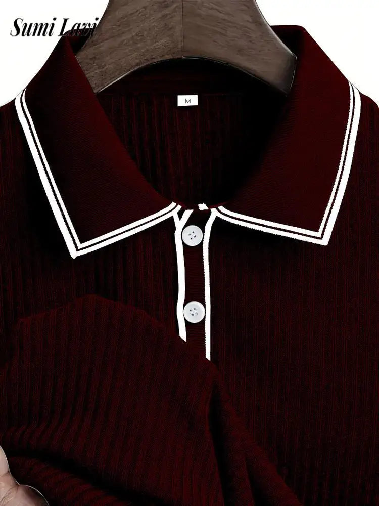 Lurenne | Men’s Ribbed Polo Shirt – Vintage Stripes and Effortless Style