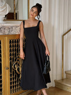 Lurenne | Square-Neck Maxi Dress – Sleek Confidence and Summer Refinement