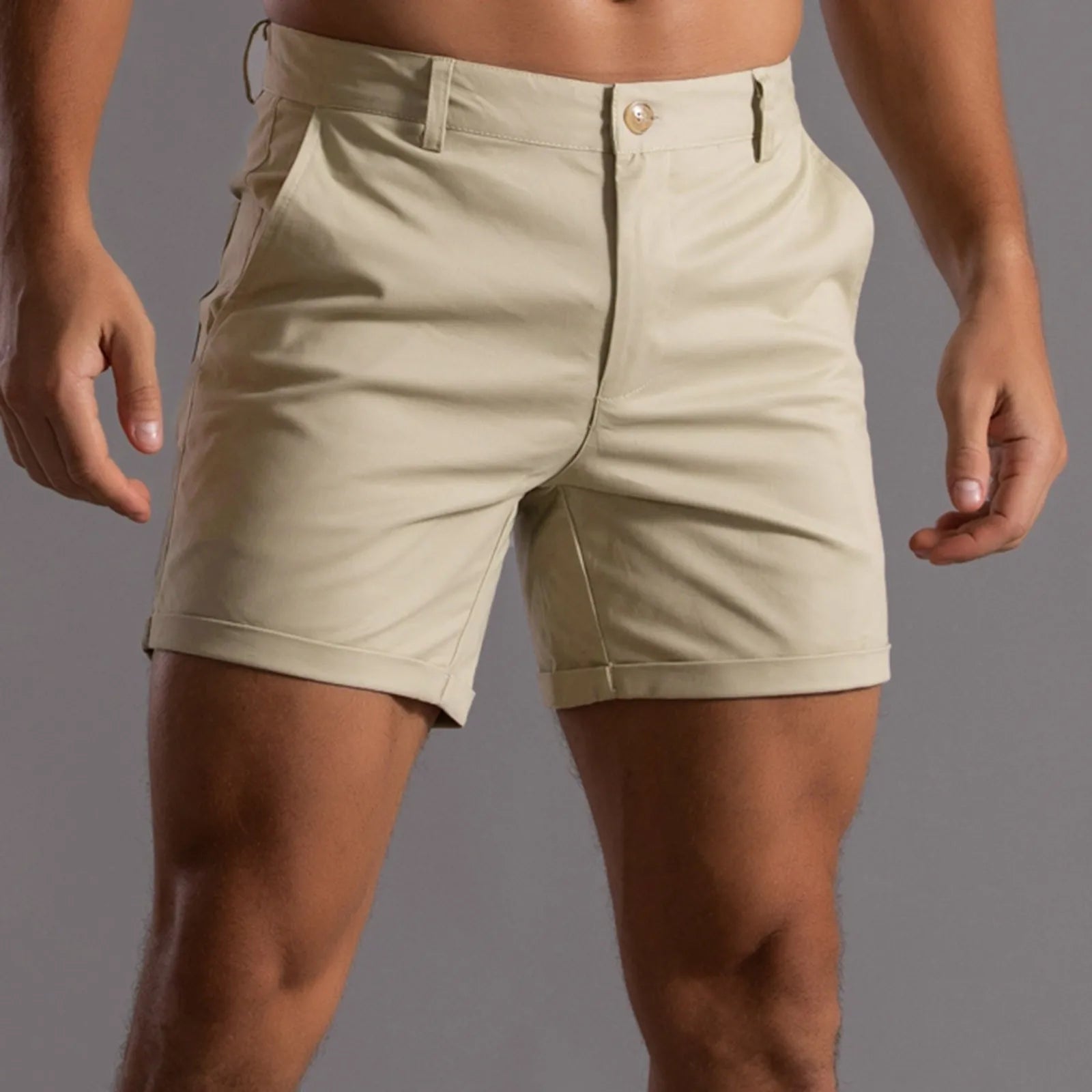 Men's Casual Shorts Summer Solid Color Pocket Drawstring Loose Short Cargo Pants Men's Sports Running Straight Leg Beach Pants