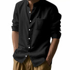 Lurenne | Men’s Linen Stand Collar Shirt – Effortless Style and Lasting Freshness