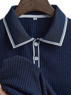 Lurenne | Men’s Ribbed Polo Shirt – Vintage Stripes and Effortless Style
