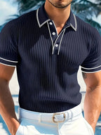 Lurenne | Men’s Ribbed Polo Shirt – Vintage Stripes and Effortless Style