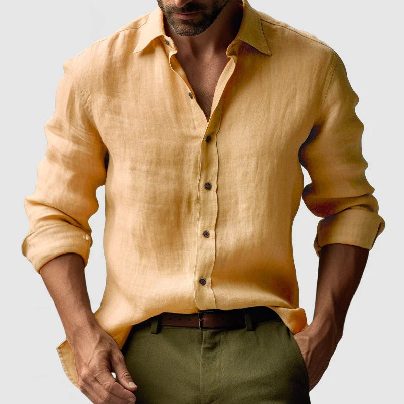 Lurenne | Men’s Vintage Linen Shirt – Timeless Tailoring and Relaxed Sophistication